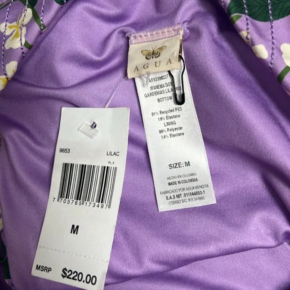 AGUA BY AGUA BENDITA IPANEMA DOS GARDENIA FLORAL BIKINI BOTTOM NWT SIZE M - Picture 7 of 10